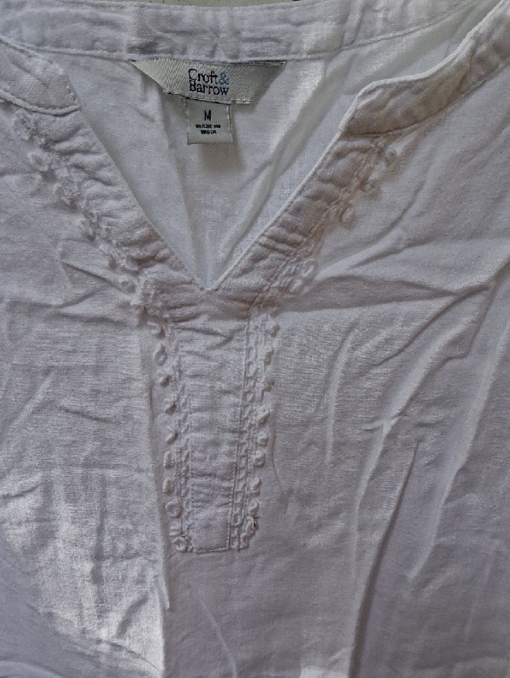 croft & barrow White Sleeveless V-Neck Cotton Camisole Top - Picture 2 of 4